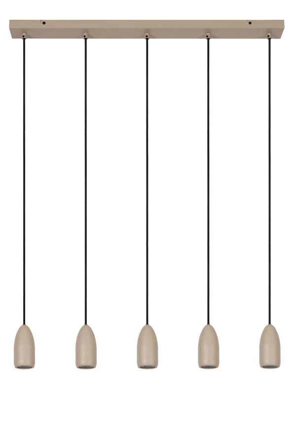 Lucide EVORA - Hanglamp - Ø 10 cm - 5xGU10 - Taupe - uitgezet